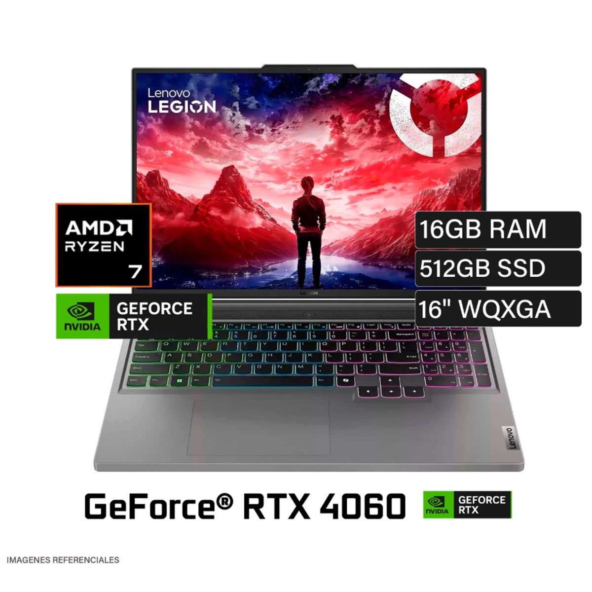 LENOVO - LAPTOP LENOVO LEGION SLIM 5 16AHP9 RYZEN 7 8845HS 83DH0086LM RAM 16GB SSD 512GB RTX 4060 8GB 16"