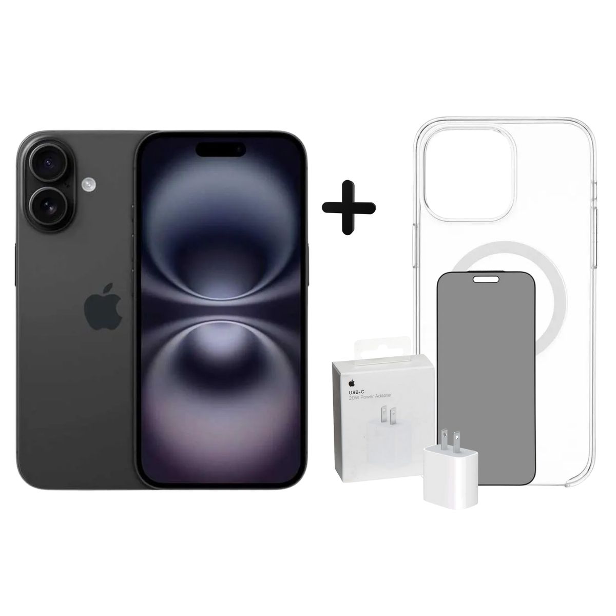 APPLE - IPHONE 16 128GB - BLACK + CUBO +  CASE + MICA