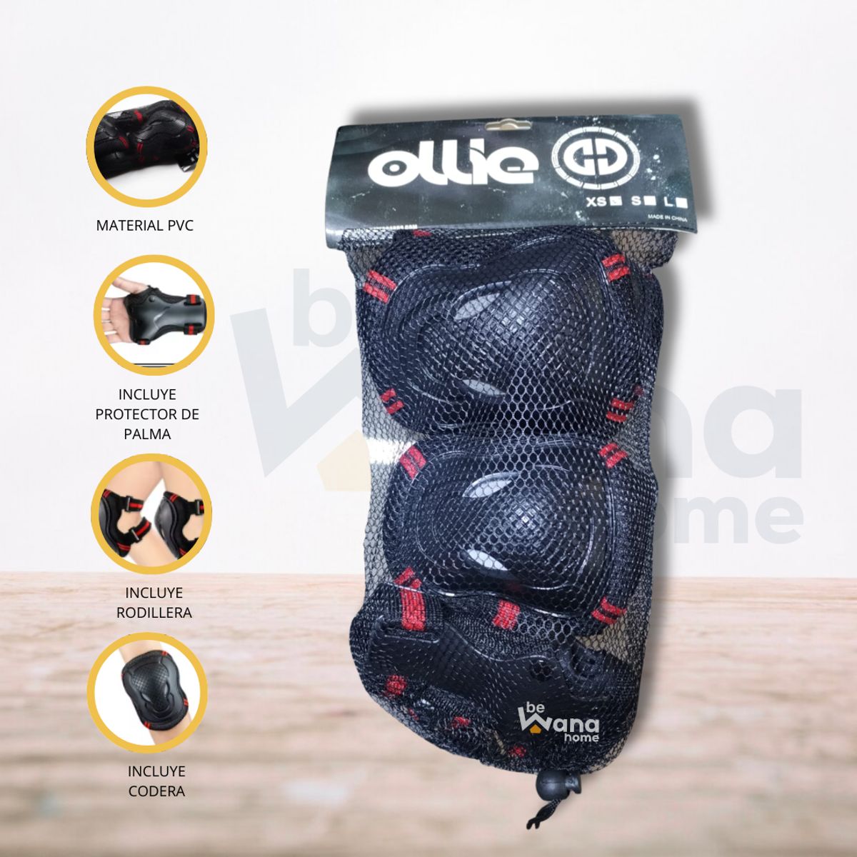 OLLIE - Set de Protección para Niños «CONFORT PRO» BlackRed
