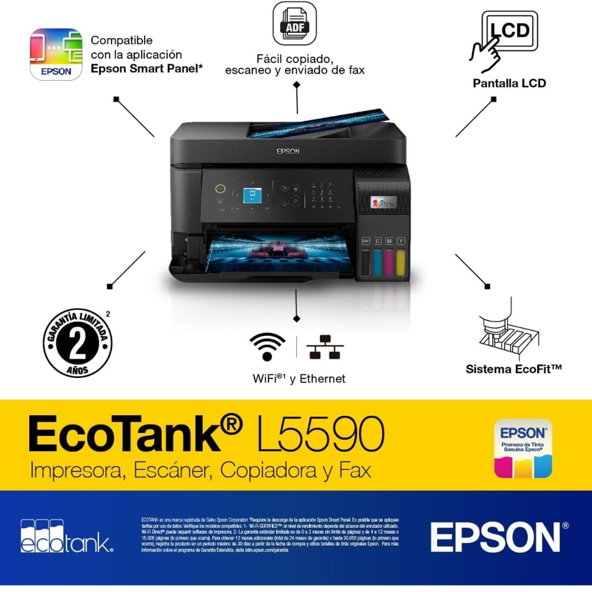 EPSON - IMPRESORA EPSON PANTALLA DIGITAL MULTIFUNCIONAL INALÁMBRICA MOD L5590 ECOTANK