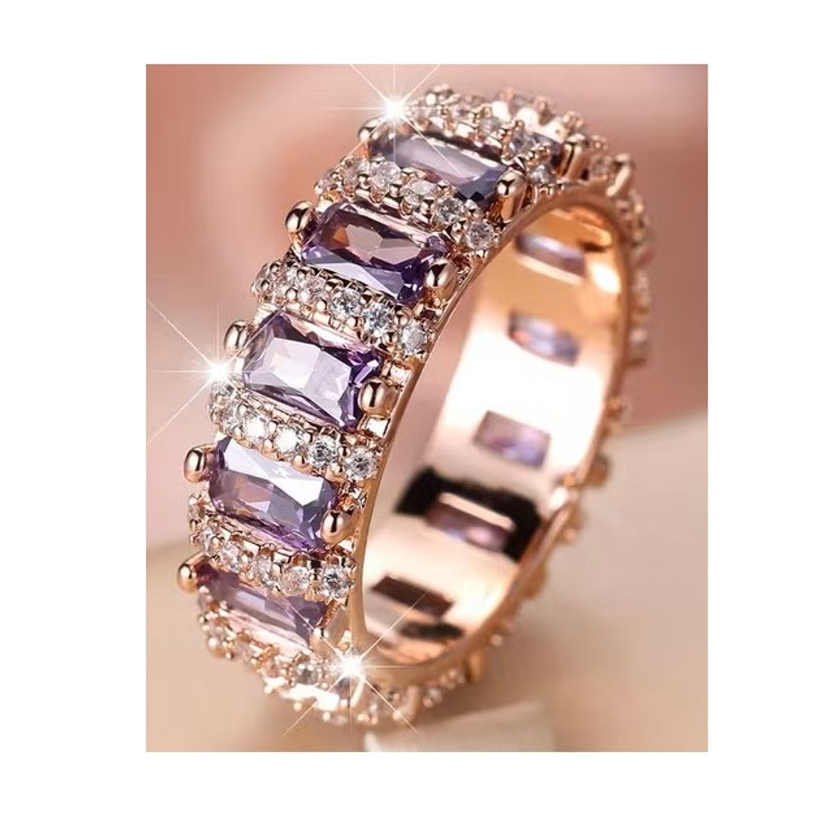 GENERICO - Anillo de Mujer Elegante con Circonita Cúbica  Diseño Lujoso Brillante