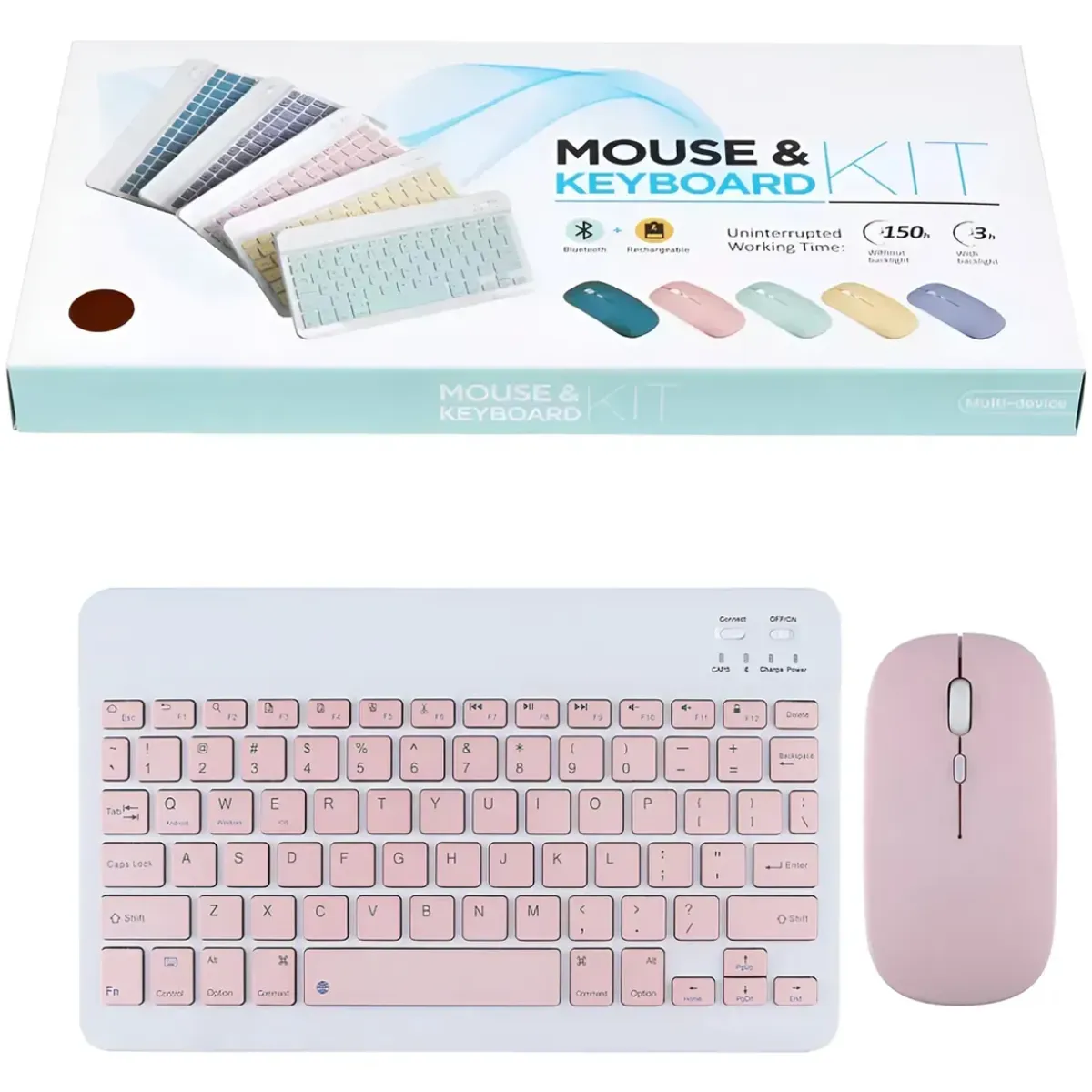 GENERICO - Teclado Y Mouse Bluetooth Celular Tablet TV - Color Rosado