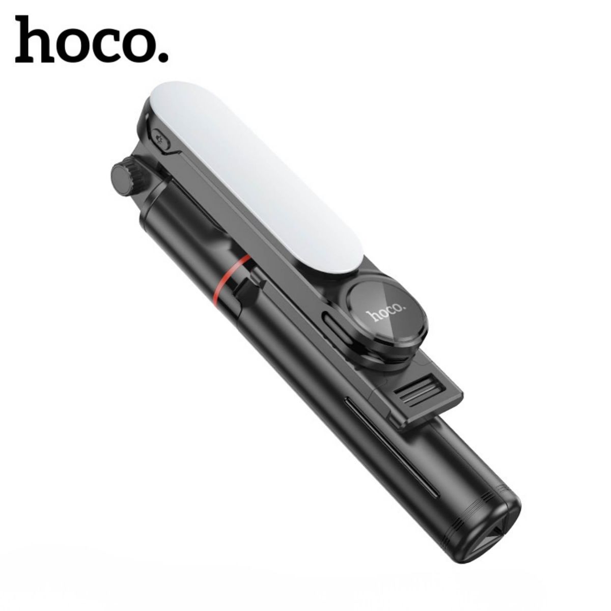 HOCO - Tripode Selfie Stick 112CM con Luz LED Recargable + Control Bluetooth  Plegable