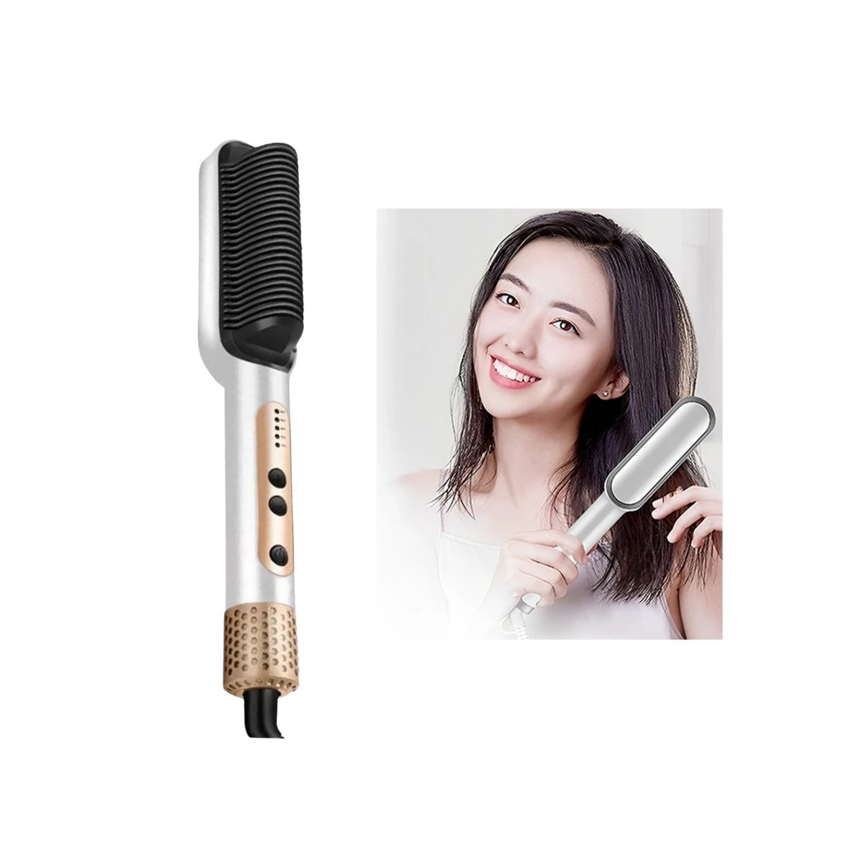 GENERICO - Cepillo  Alisador Eléctrico Portátil Raff