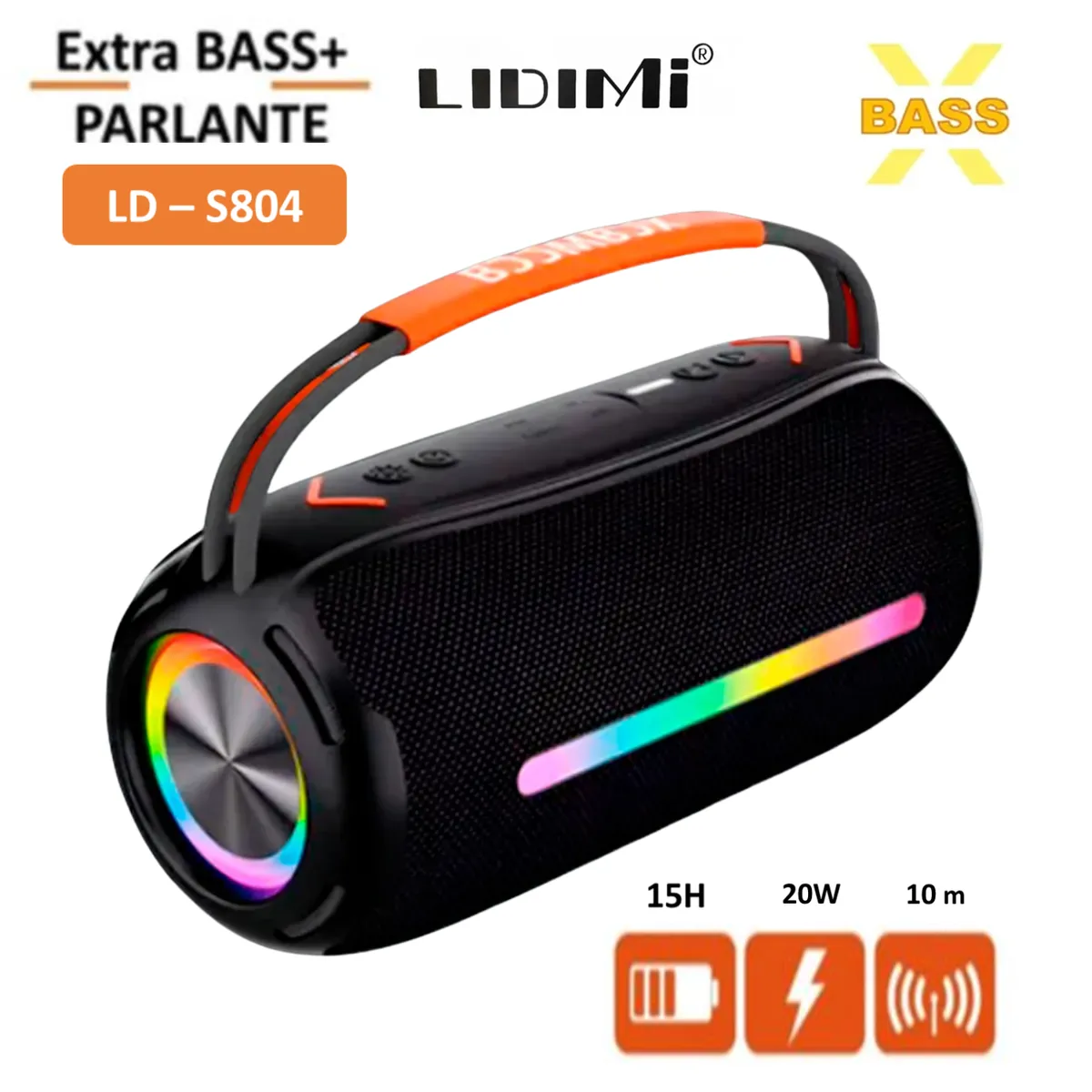 LIDIMI - Parlante portátil Bluetooth LIDIMI LD-S804 XBASS negro