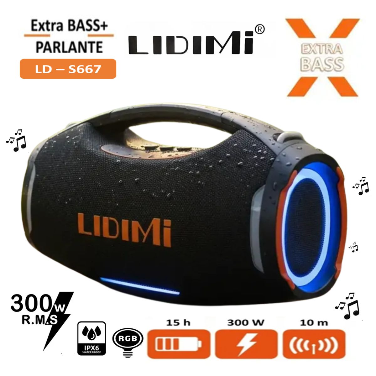 LIDIMI - Parlante Portátil Lidimi Ld-s667 300W Extra Xbass + Bt Usb