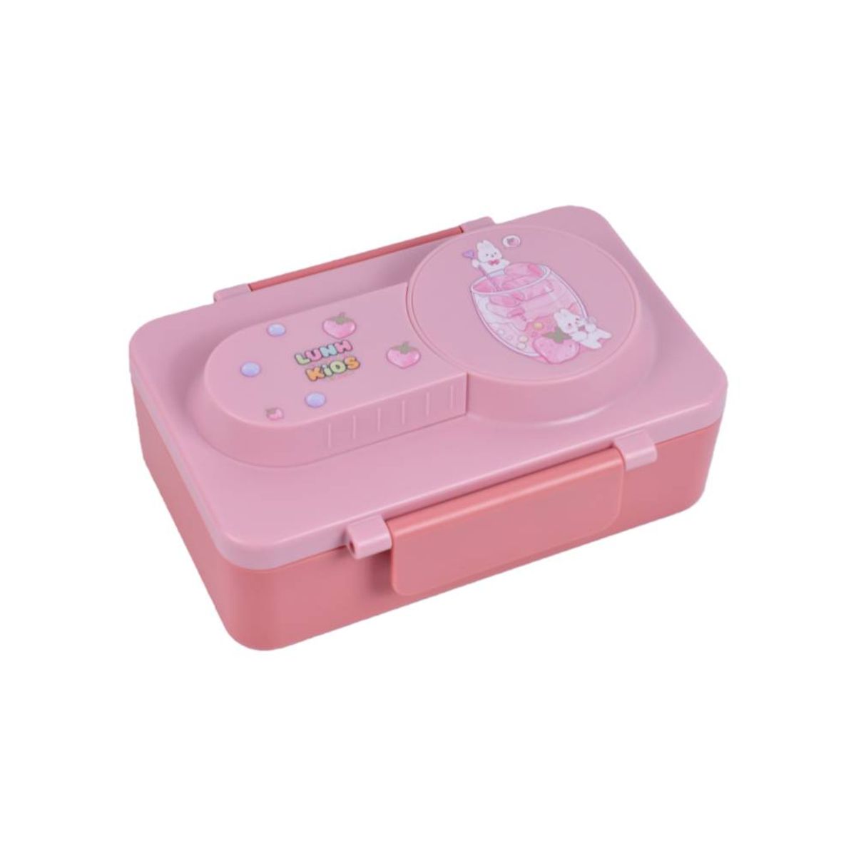 GENERICO - Taper Lunch Box para Lonchera 22x13x7cm con pote de acero Rosado con diseño