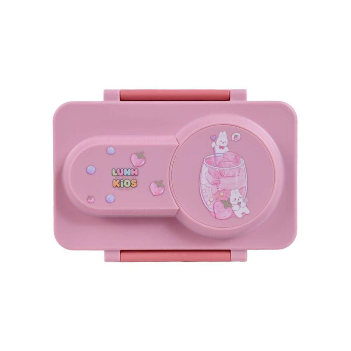 GENERICO - Taper Lunch Box para Lonchera 22x13x7cm con pote de acero Rosado con diseño