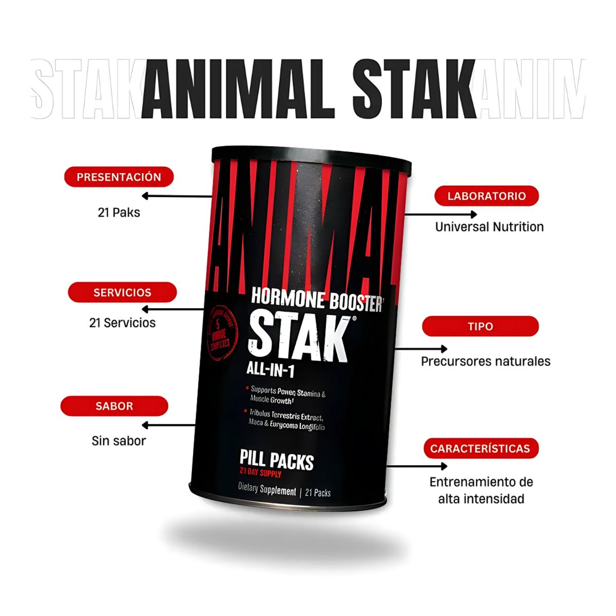 UNIVERSAL NUTRITION - ANIMAL STAK ALL-IN-1 / Precursor de Testosterona - 21 Pack's
