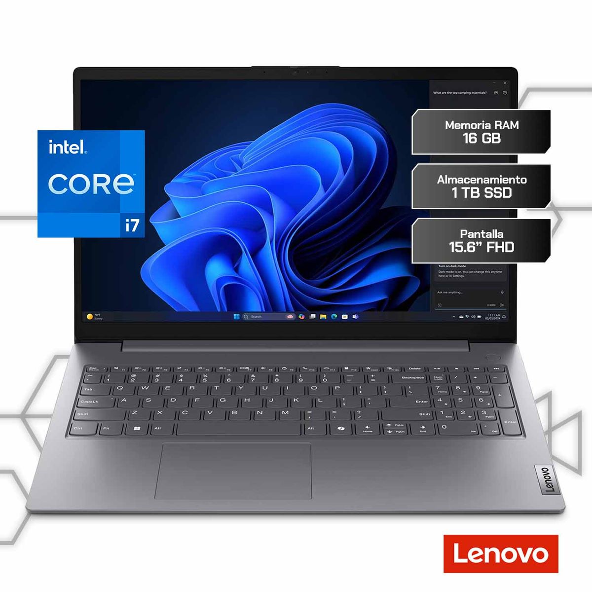 LENOVO - Laptop V15 G5 Intel Core i7 16GB RAM 1TB SSD 15.6 FHD Windows 11 Home