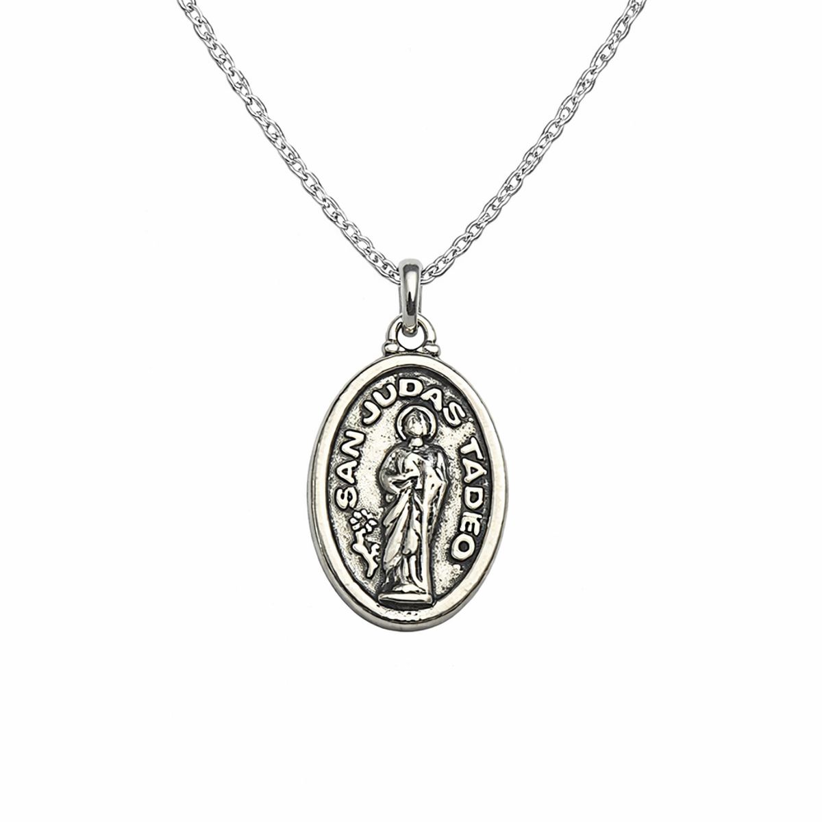 GENERICO - Collar San Judas Tadeo Acero Inoxidable Plateado 50 cm