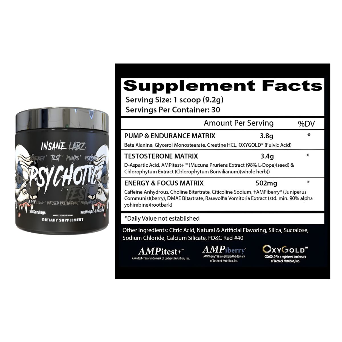 INSANE LABZ - Psychotic Test 30 servicios / Pre-entreno con Precursor de testosterona - Watermelon