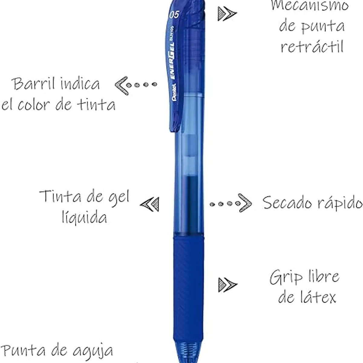 PENTEL - Lapicero Pentel Energel X 0.5 mm Tinta Azul