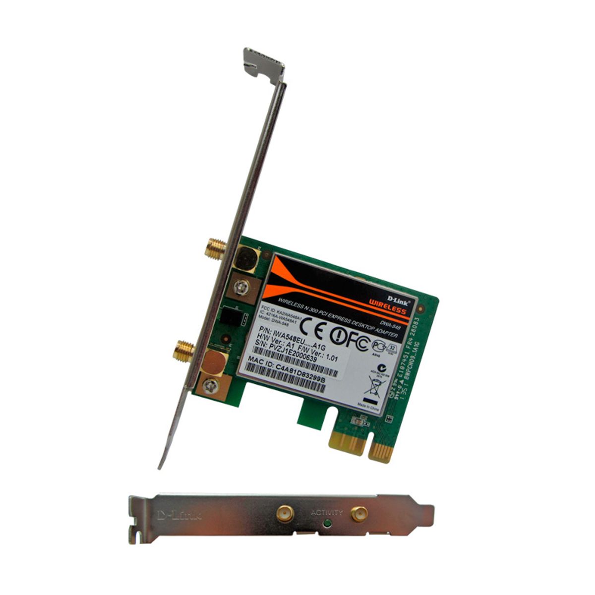 DLINK - Tarjeta de red WiFi D-LINK  DWA-548 PCI-Ex1, 300Mbps, 2 antenas