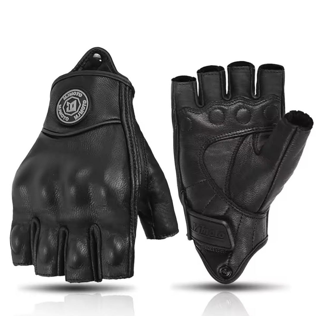 GENERICO - Guantes mitones de cuero genuino para moto - Talla L