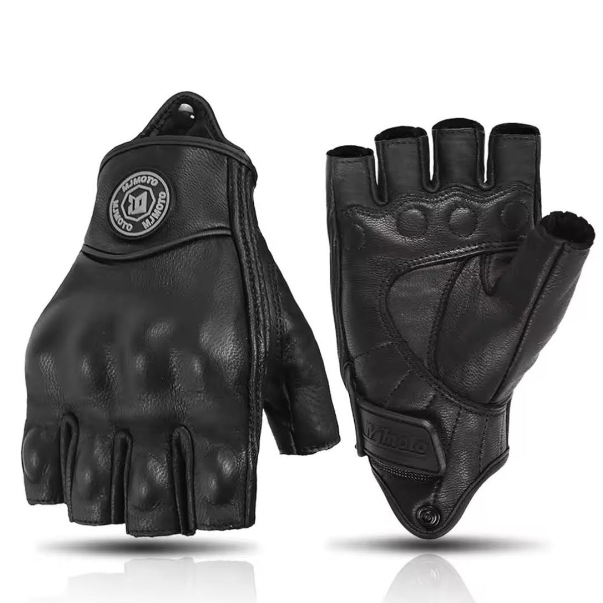GENERICO - Guantes mitones de cuero genuino para moto - Talla L