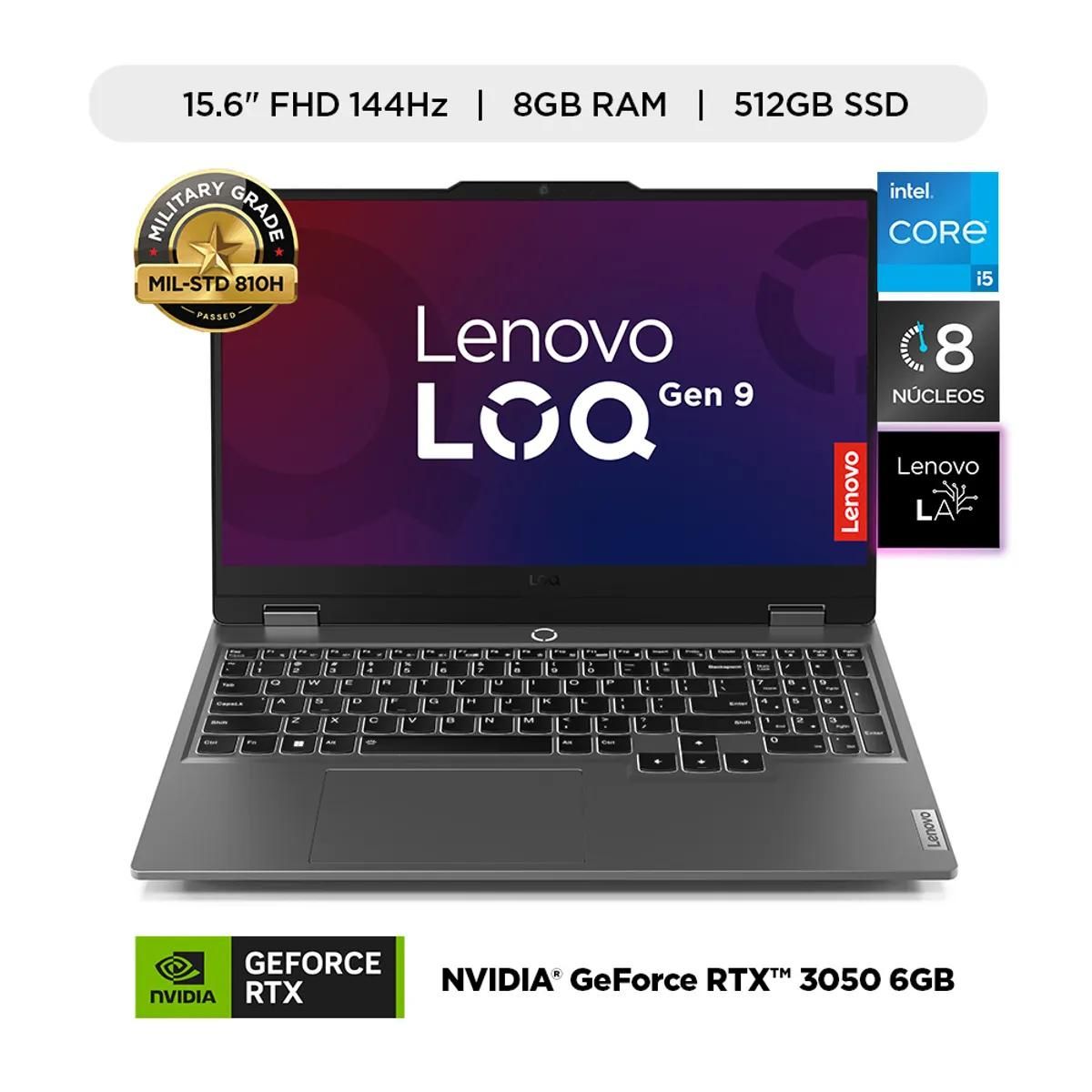 LENOVO - LAPTOP GAMING - i5-12450HX - 8GB DRR5 - 512GB M.2 - POTENCIA EXTREMA RTX 3050