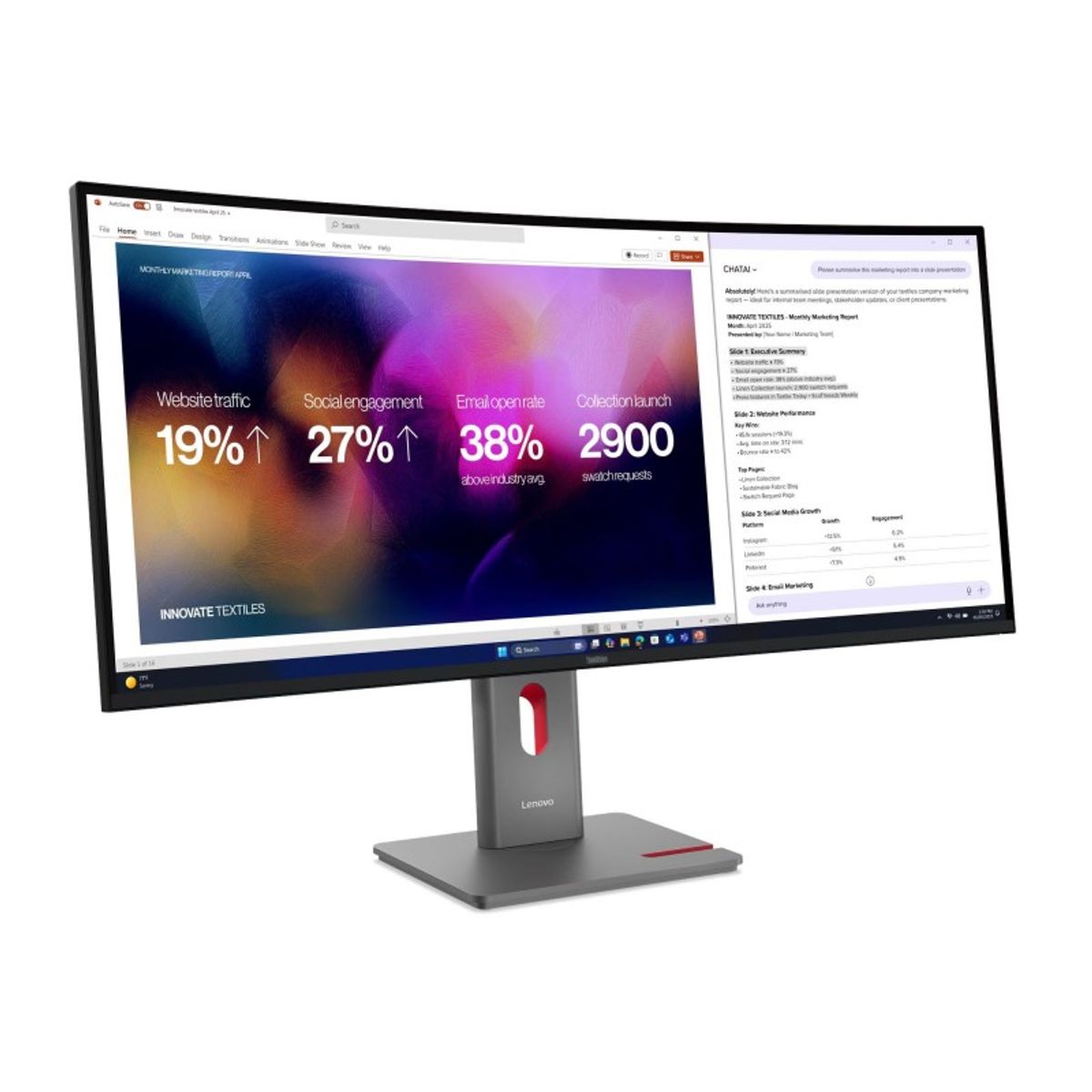 LENOVO - Monitor Curvo Lenovo ThinkVision P40WD-40, 39.72500RWLEDWUHDIPSHDMIDPDP-OUTRJ-45