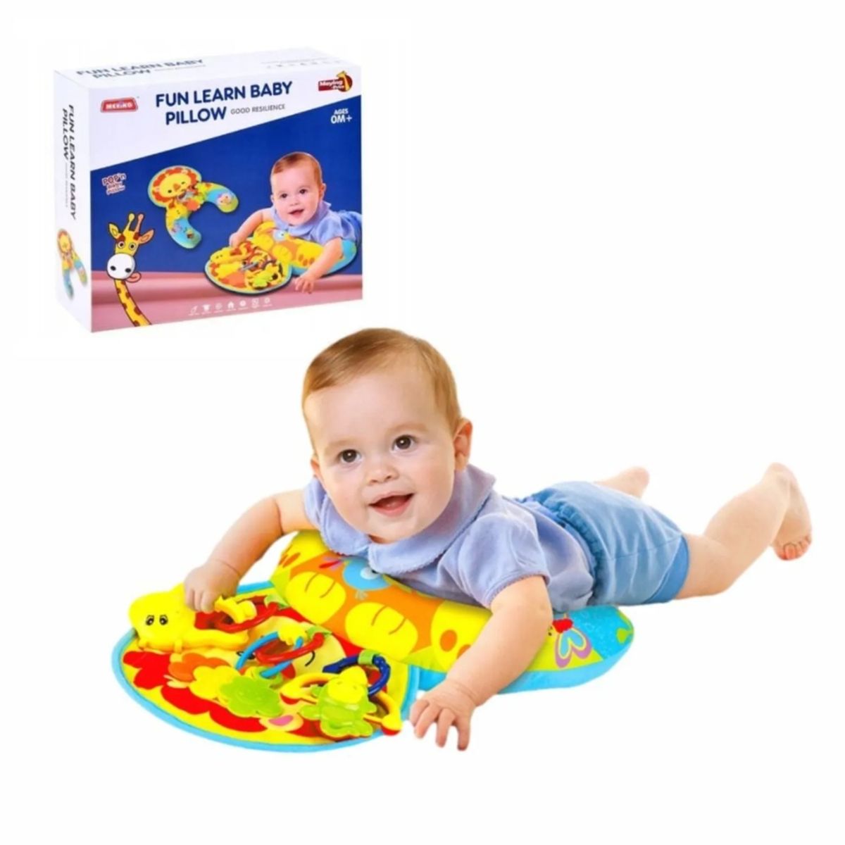 GENERICO - Almohada Cojín Sensorial para Gateo con Sonajeros Leoncito para Bebés