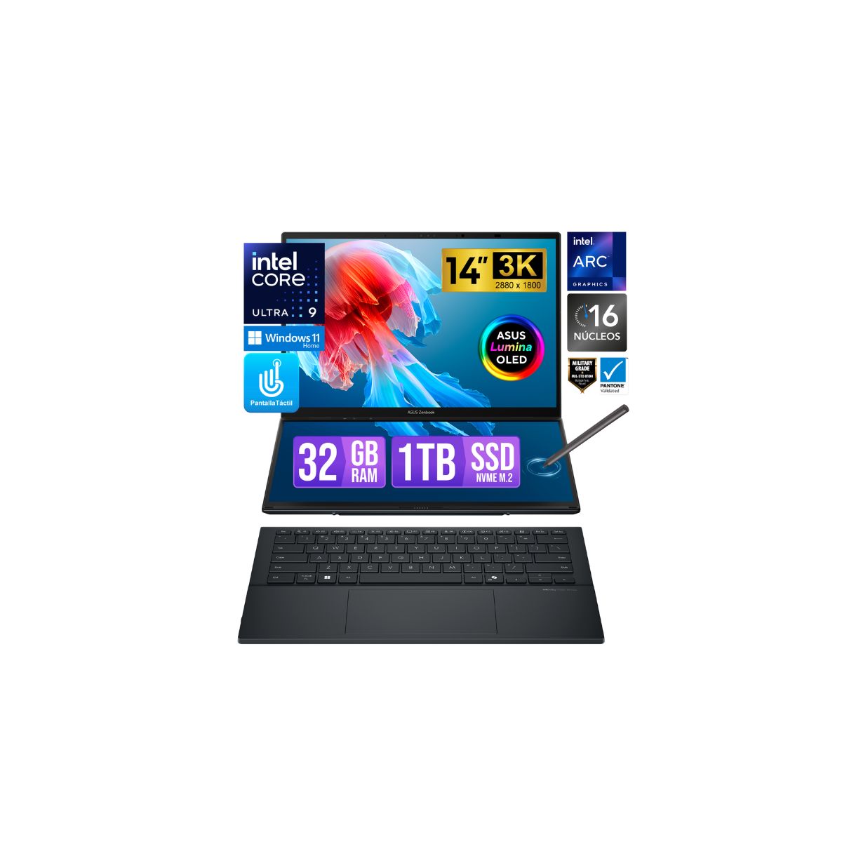 ASUS - LAPTOP ASUS ZENBOOK UX8406CA-PZ073W 14″ 3K OLED Touch Core Ultra 9 285H 32GB/1TB SSD/WIN11H
