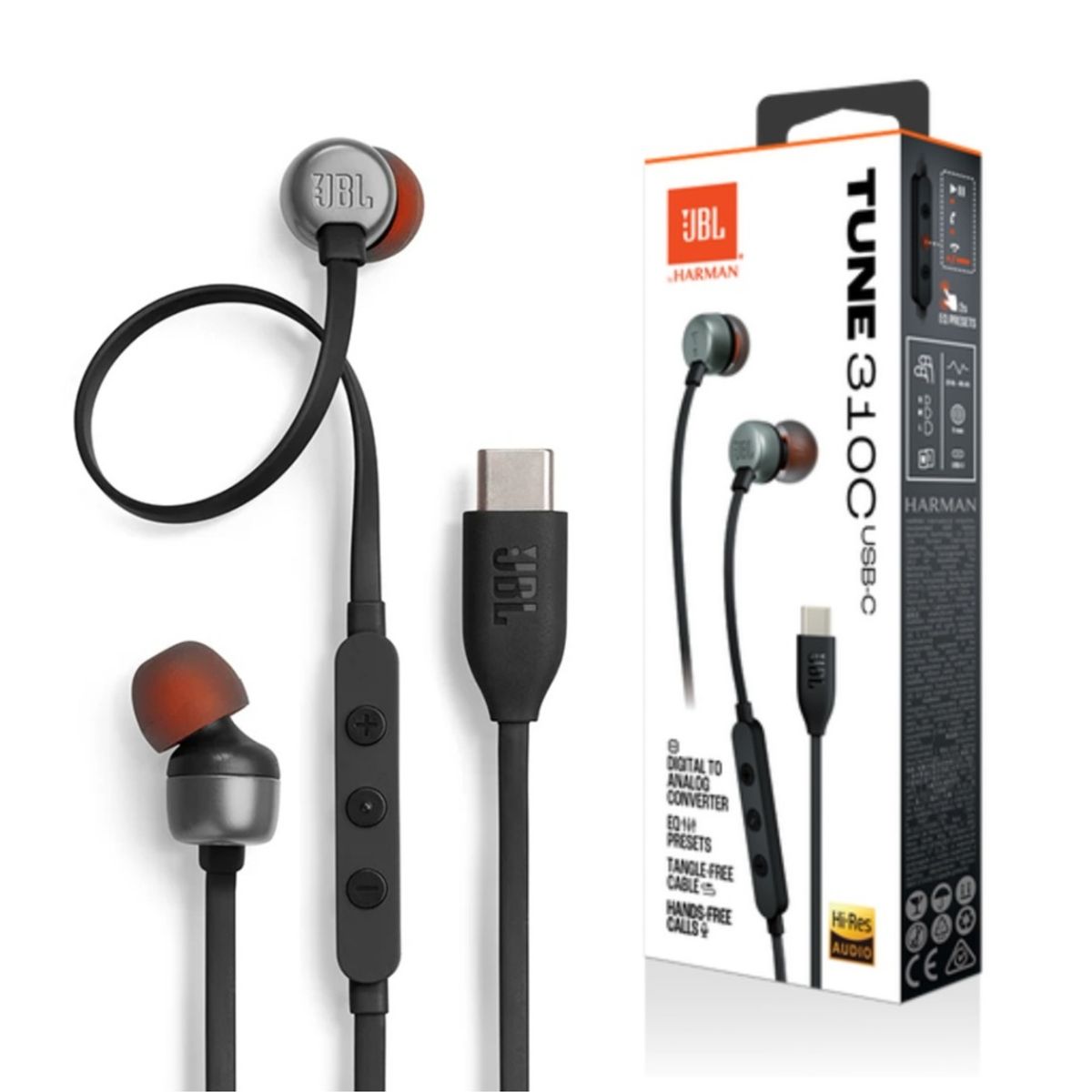 JBL - AUDIFONOS JBL TUNE 310C COLOR NEGRO HiRes- CONECTOR USB TIPO C