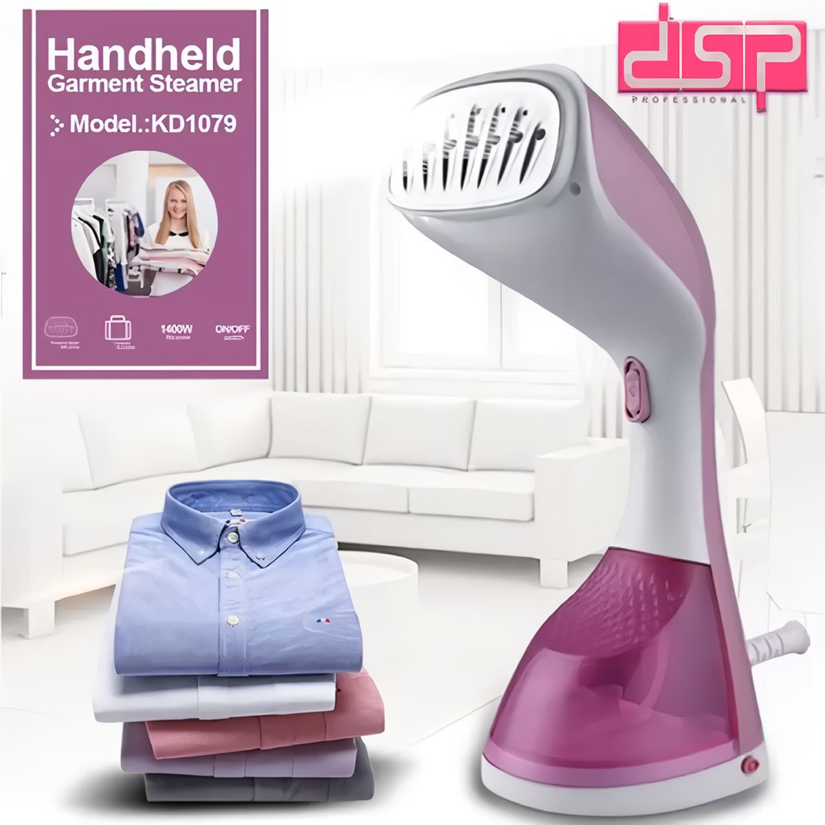 Dsp - Vaporizador de Prendas DSP KD1079 1400 Watts Rosado