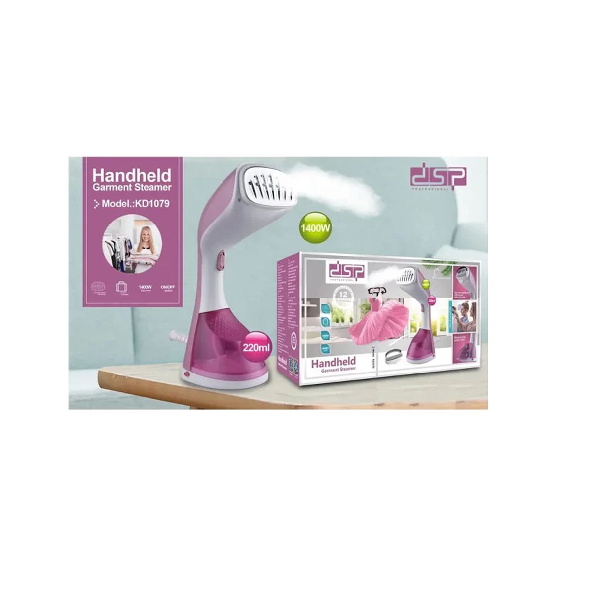 Dsp - Vaporizador de Prendas DSP KD1079 1400 Watts Rosado
