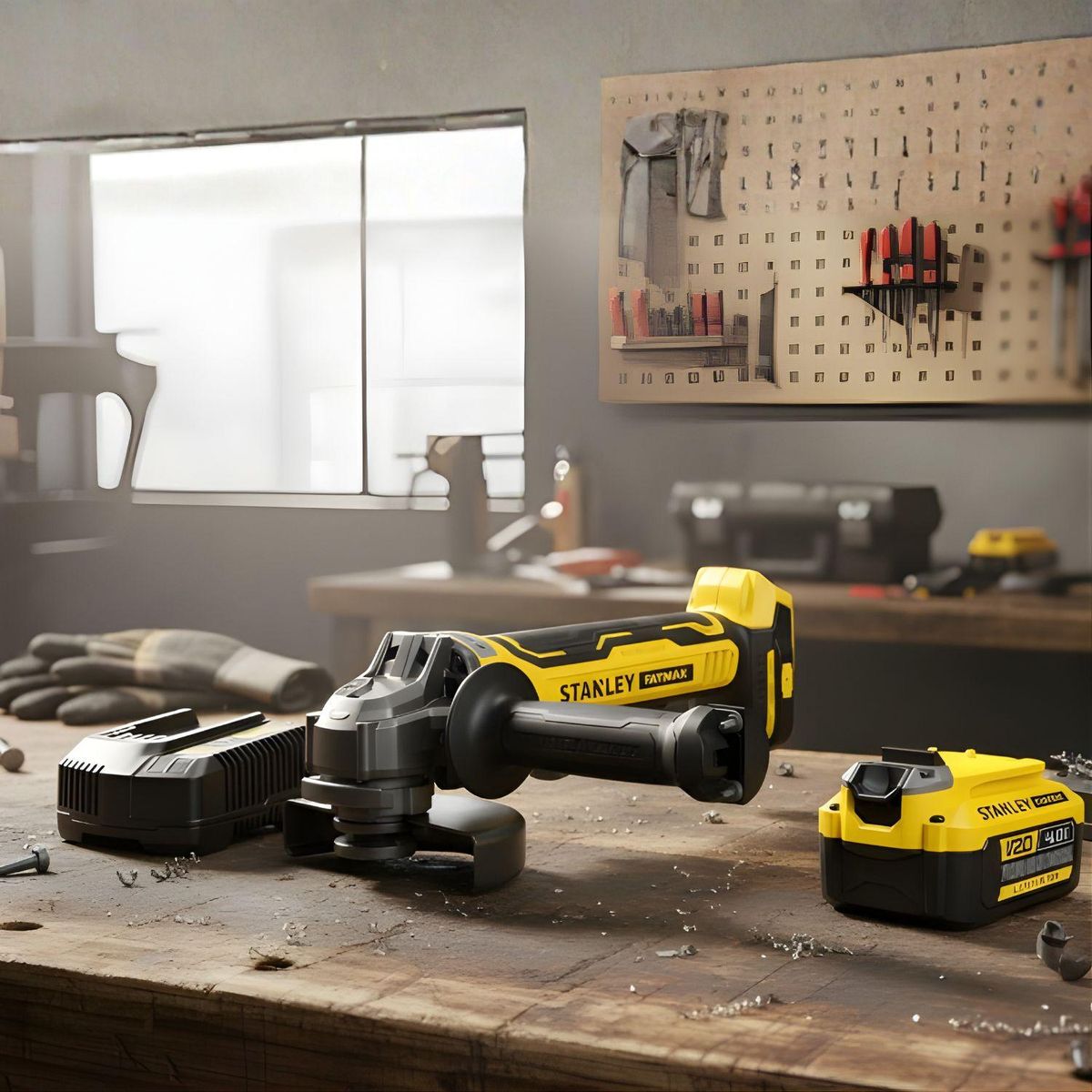 STANLEY - Amoladora Angular 4.5" 20V Brushless + 2bat 20V Stanley