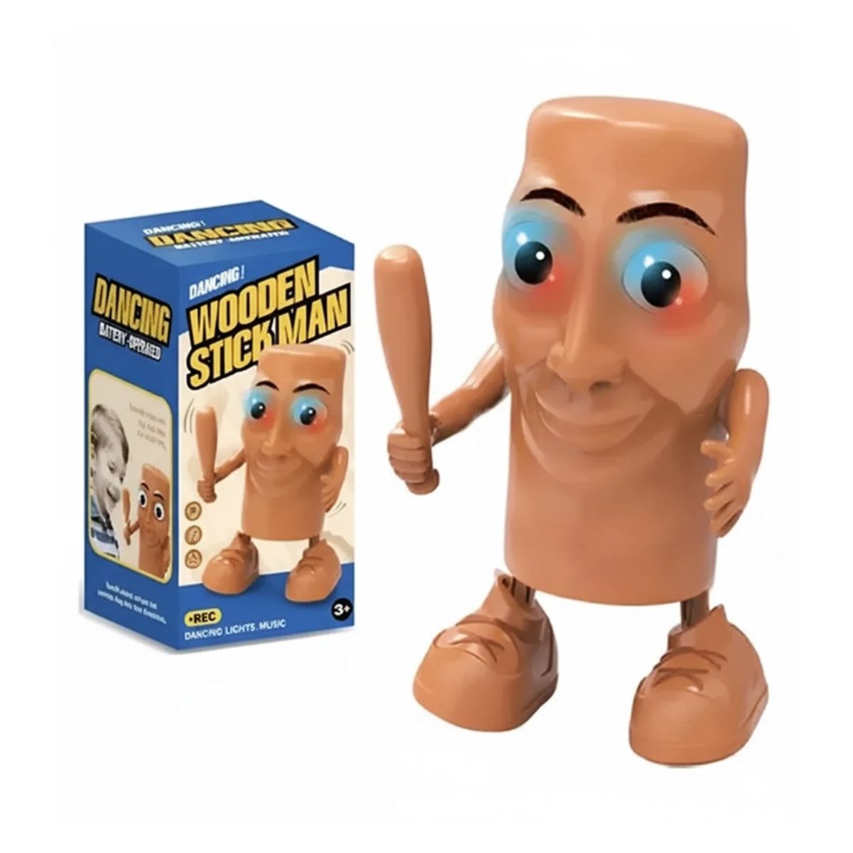 GENERICO - Muñeco Bailarin Thung Thung Sahur Wooden Stick Man Dancing Battery