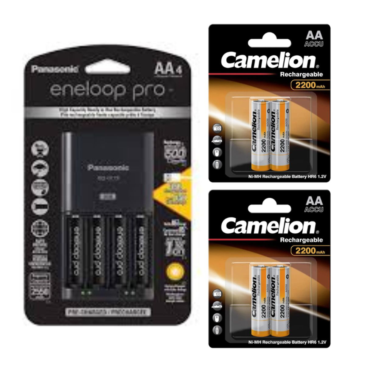 PANASONIC - CARGADOR PANASONIC ENELOOP PRO BQ CC75 CON 4 PILAS AA + 4 AA 2500 MAH
