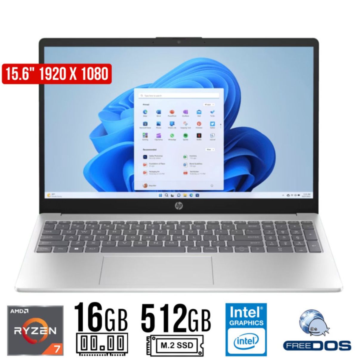 HP - LAPTOP HP 15-FC0275LA AMD RYZEN 7 7730U B9TR3LA#ABM RAM 16GB DDR4 SSD 512GB 15.6" FHD FREE OS