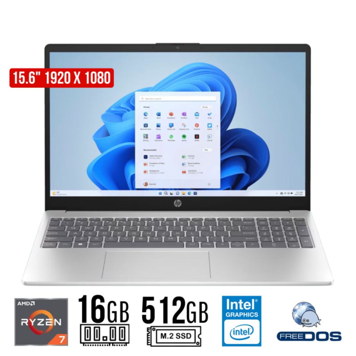 HP - LAPTOP HP 15-FC0275LA AMD RYZEN 7 7730U B9TR3LA#ABM RAM 16GB DDR4 SSD 512GB 15.6" FHD FREE OS