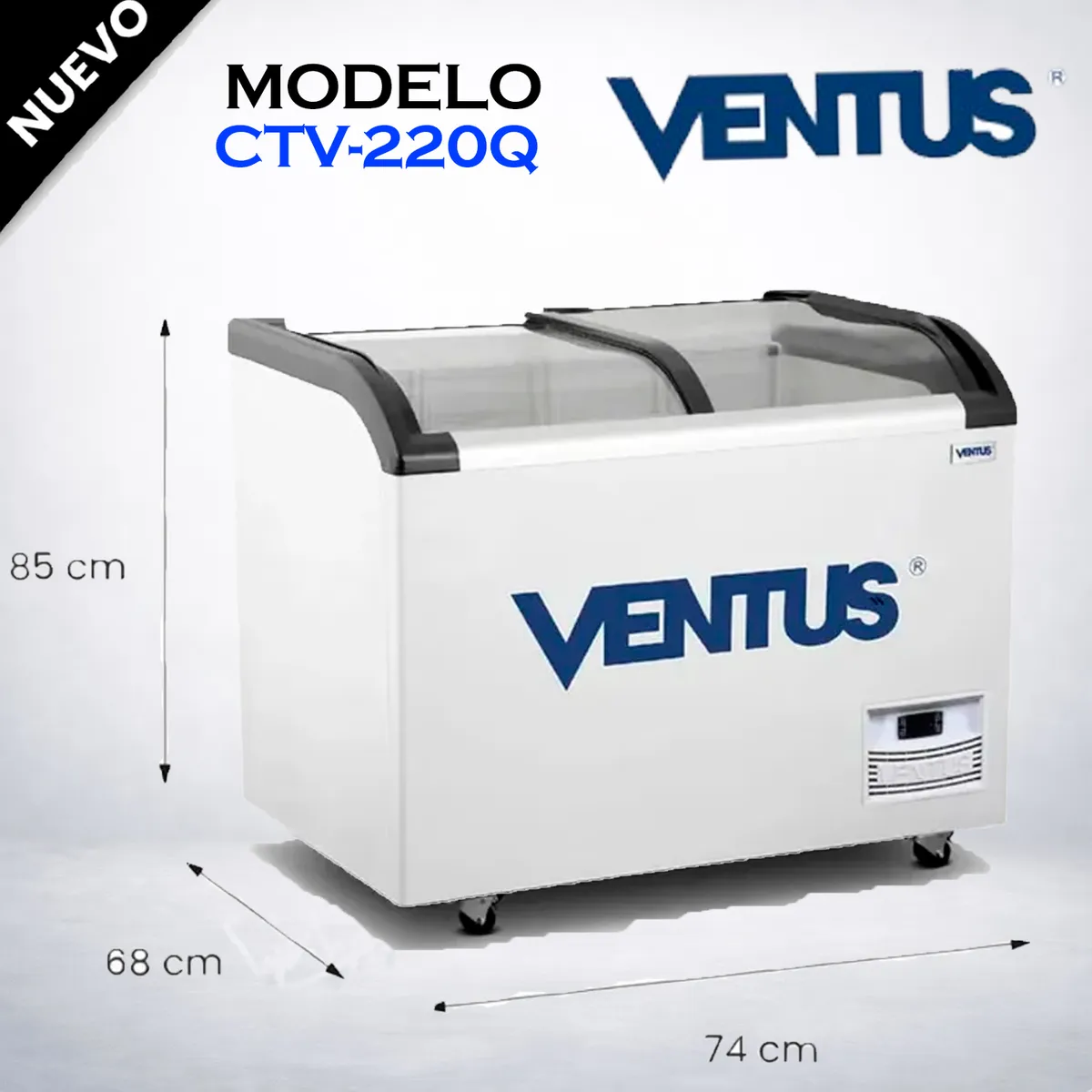 VENTUS - CONGELADORA TAPA VIDRIO CURVO 220 LT VENTUS CTV-220Q