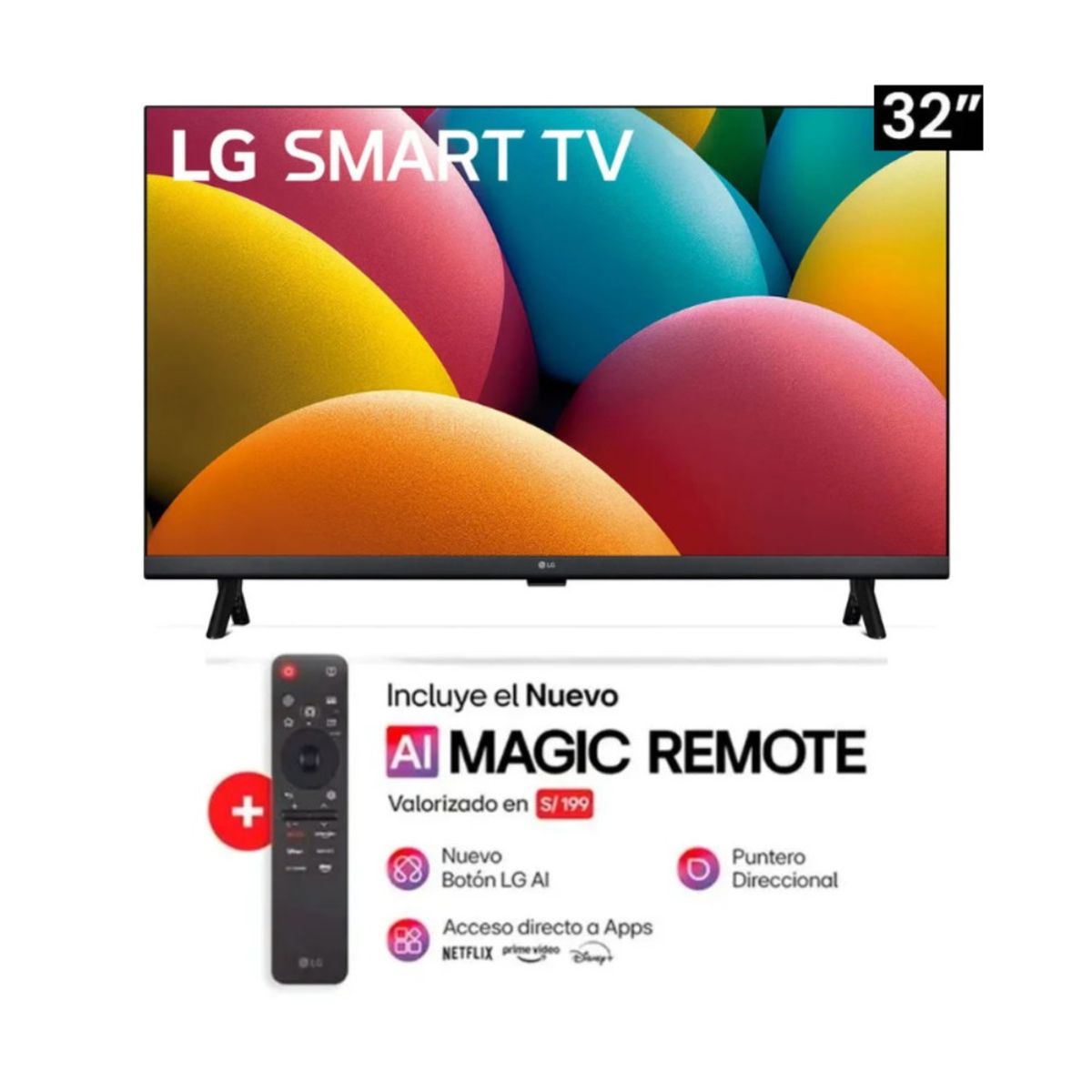 LG - Televisor LG 32 HD AI Smart TV 32LR600BPSC + Magic 2025