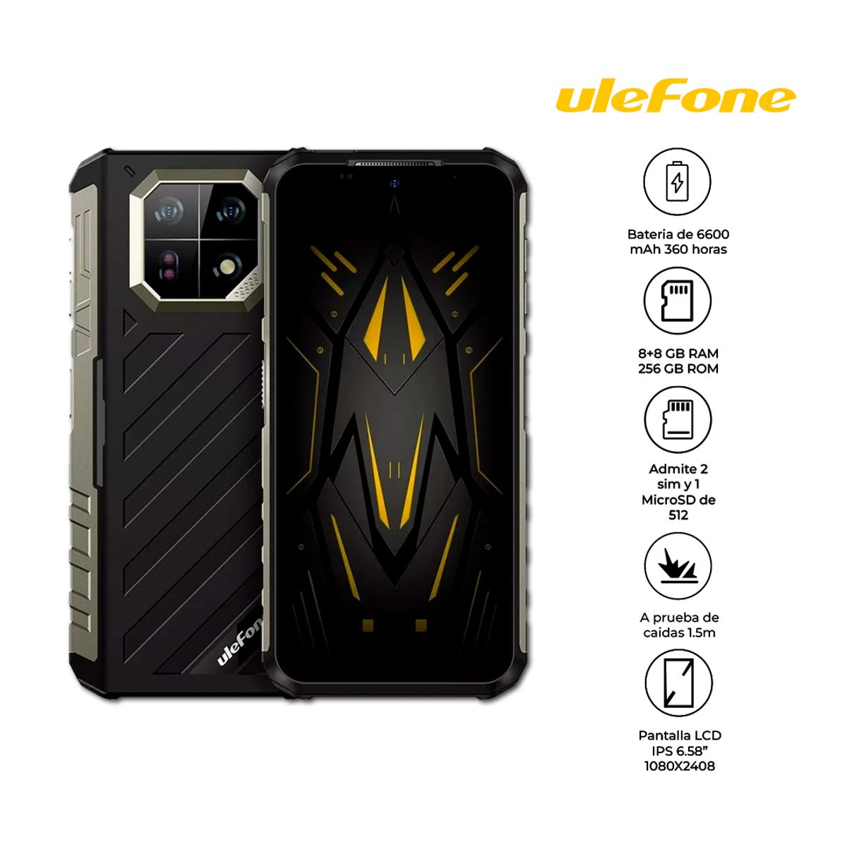 ULEFONE - SMARTPHONE ARMOR 22 RUGGED 8GB+8GB VIRTUAL 256GB 6600MAH IP68