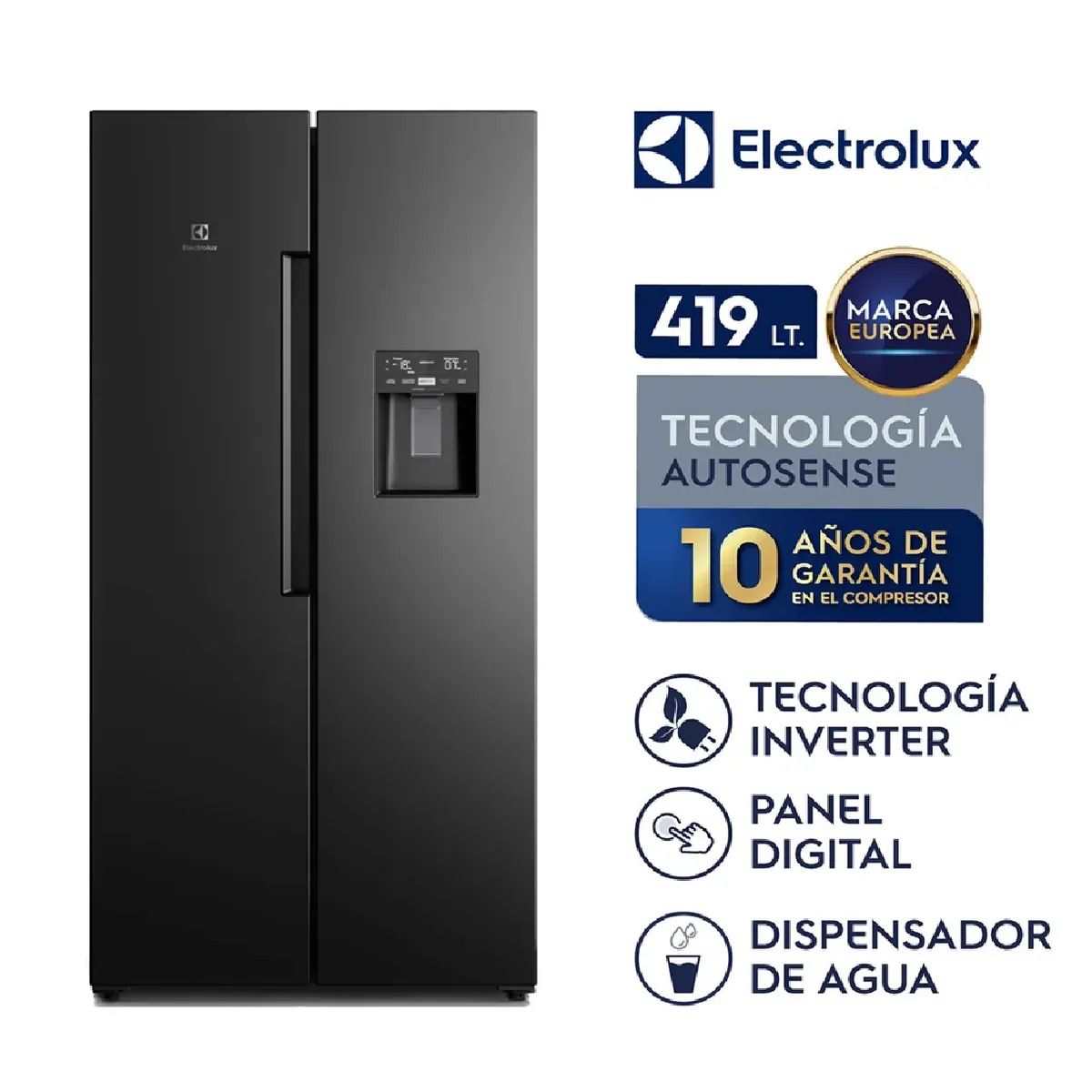 ELECTROLUX - Refrigeradora Side By Side 419L Negro ERS45F2P5EB