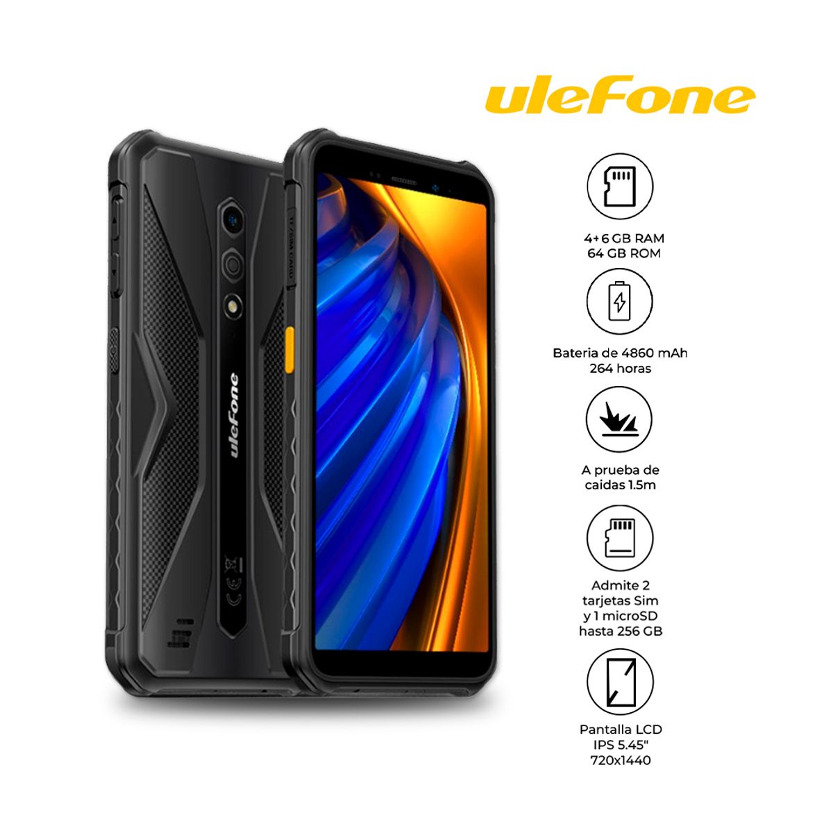 ULEFONE - SMARTPHONE ARMOR X12 PRO RUGGED 4GB+6GB 64GB NFC IP68
