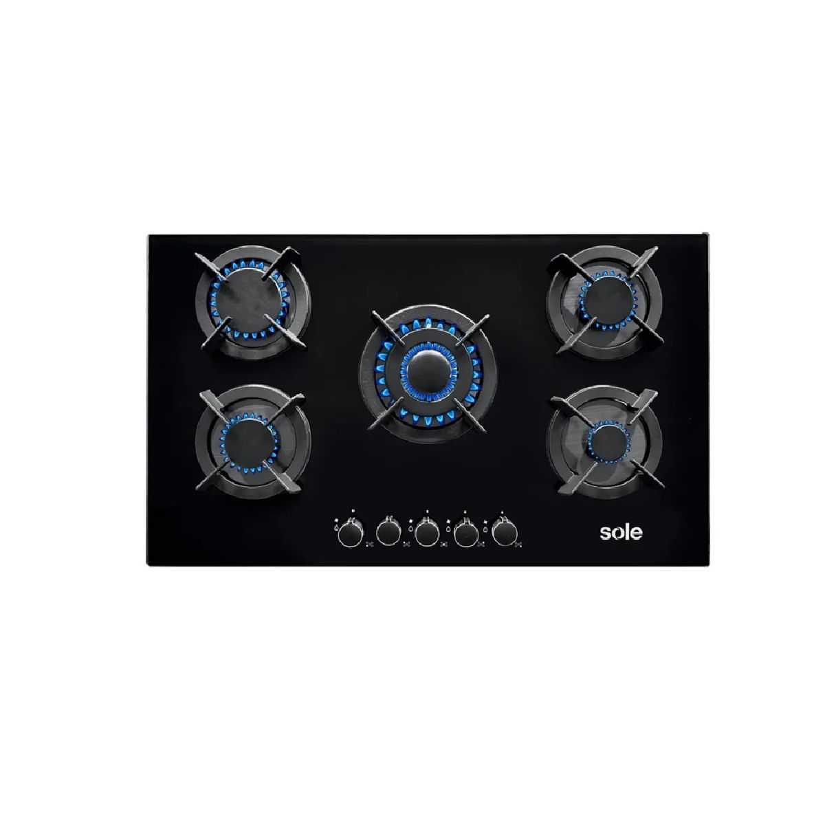 SOLE - ENCIMERA VIDRIO TEMPLADO A GAS 90 CM 5 HORNILLAS SOLCO069