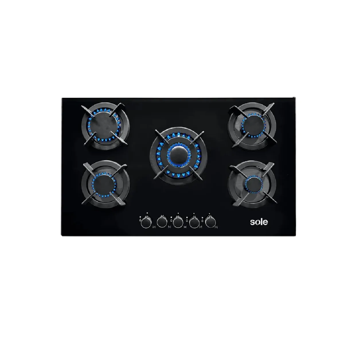 SOLE - ENCIMERA VIDRIO TEMPLADO A GAS 90 CM 5 HORNILLAS SOLCO069