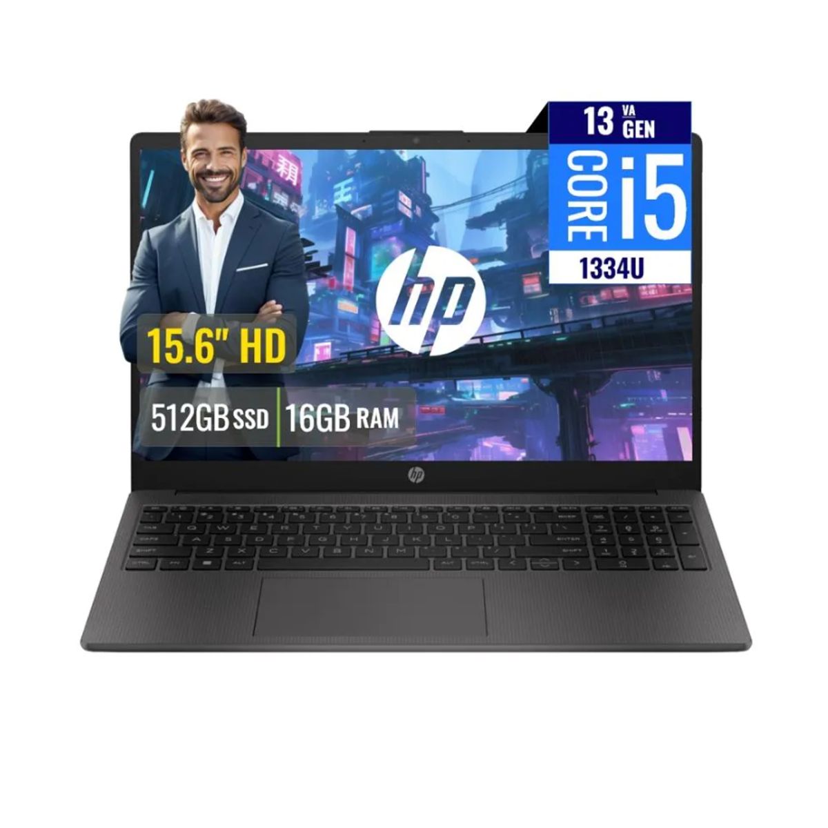 HP - LAPTOP HP 250 G10 INTEL CORE I5 1334U #ABM RAM 16GB DDR4 SSD 512GB 15.6" HD