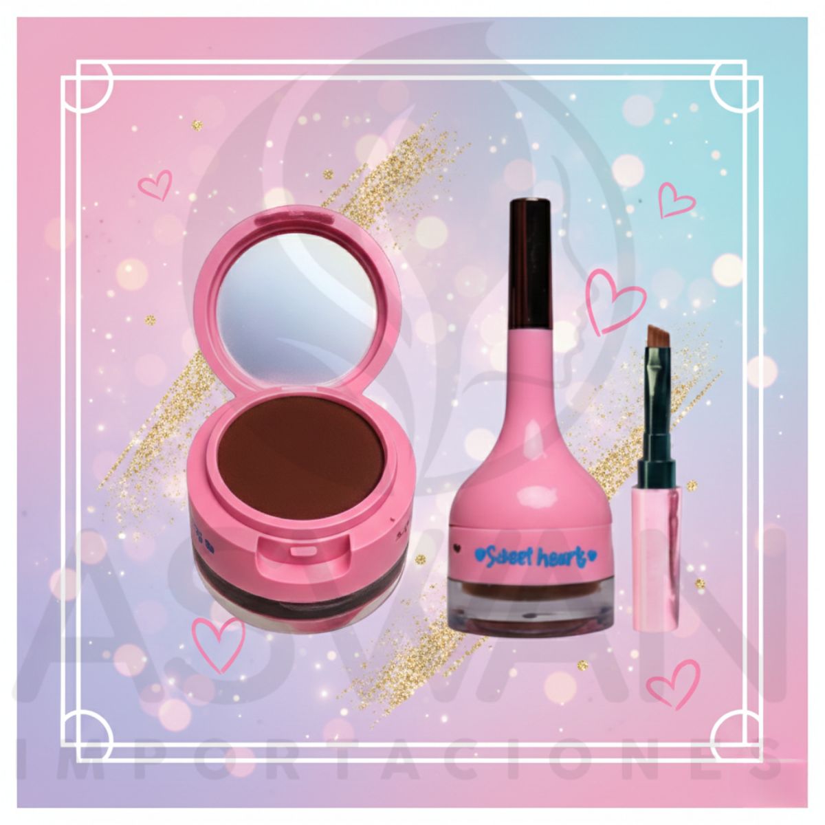 GENERICO - Gel y Sombra para Cejas Sweet Hearts Tono Castaño Claro