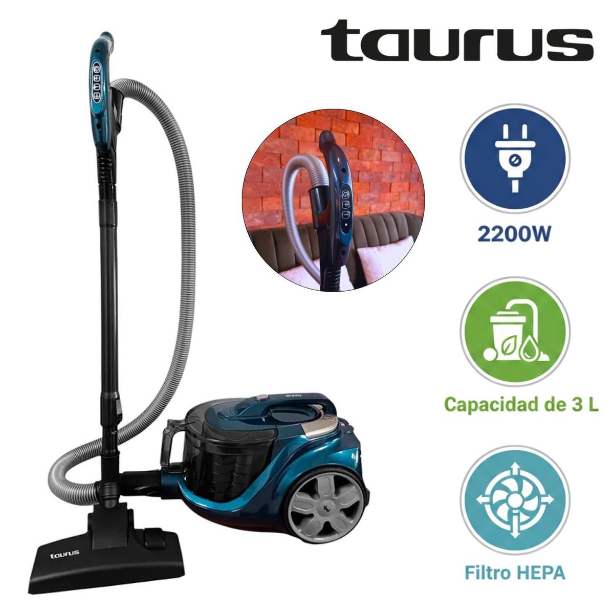 TAURUS - Aspiradora con tanque Taurus Megane III con Pantalla Digital