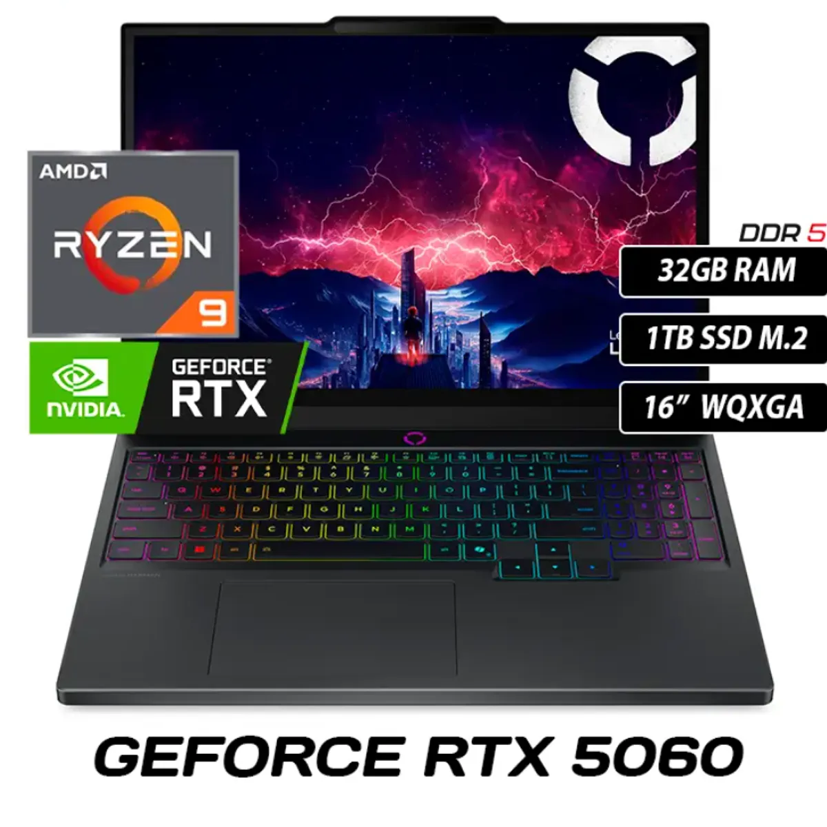 LENOVO - LAPTOP LENOVO LEGION PRO 5 AMD RYZEN 9 8945HX 83LT002MLM RAM 32GB DDR5 SSD 1TB 16" RTX 5060 8GB.