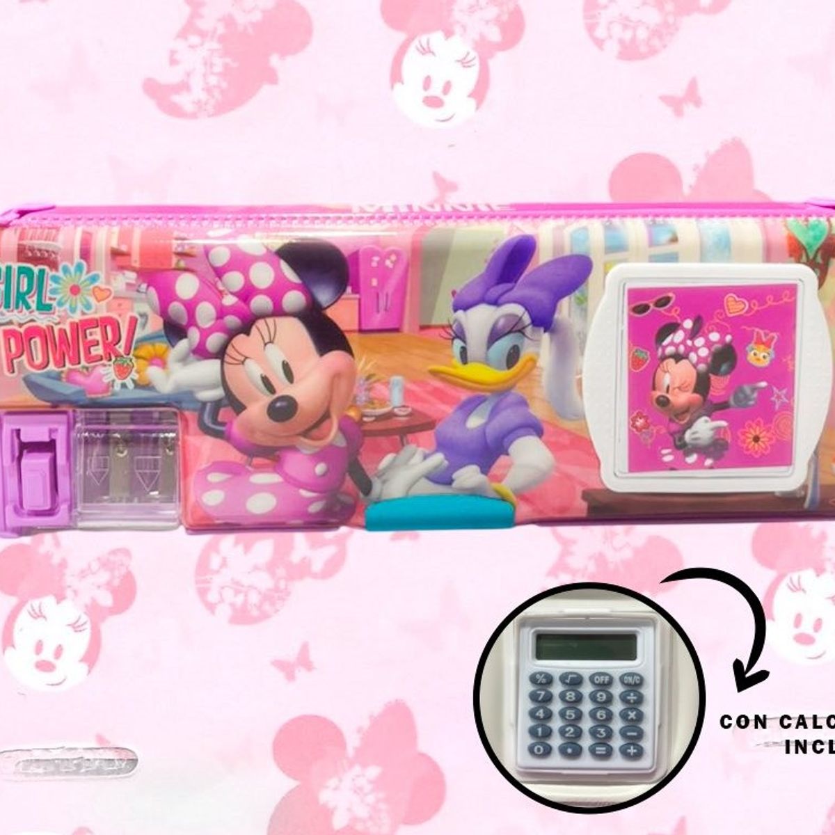DISNEY CLASICOS - Cartuchera imantada con calculadora - Minnie y Daysi - Disney