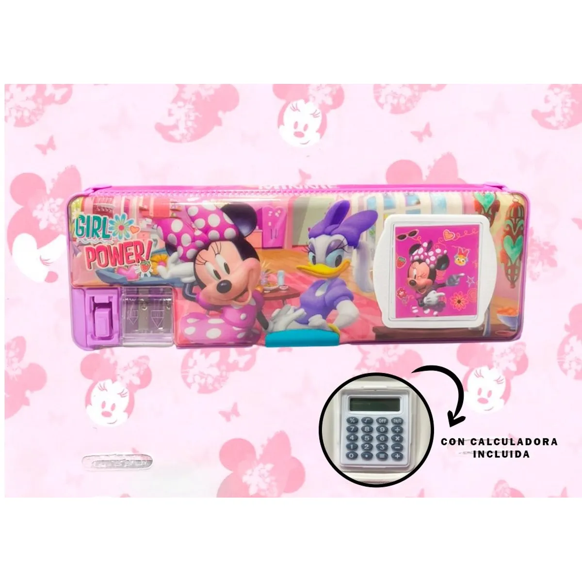 DISNEY CLASICOS - Cartuchera imantada con calculadora - Minnie y Daysi - Disney