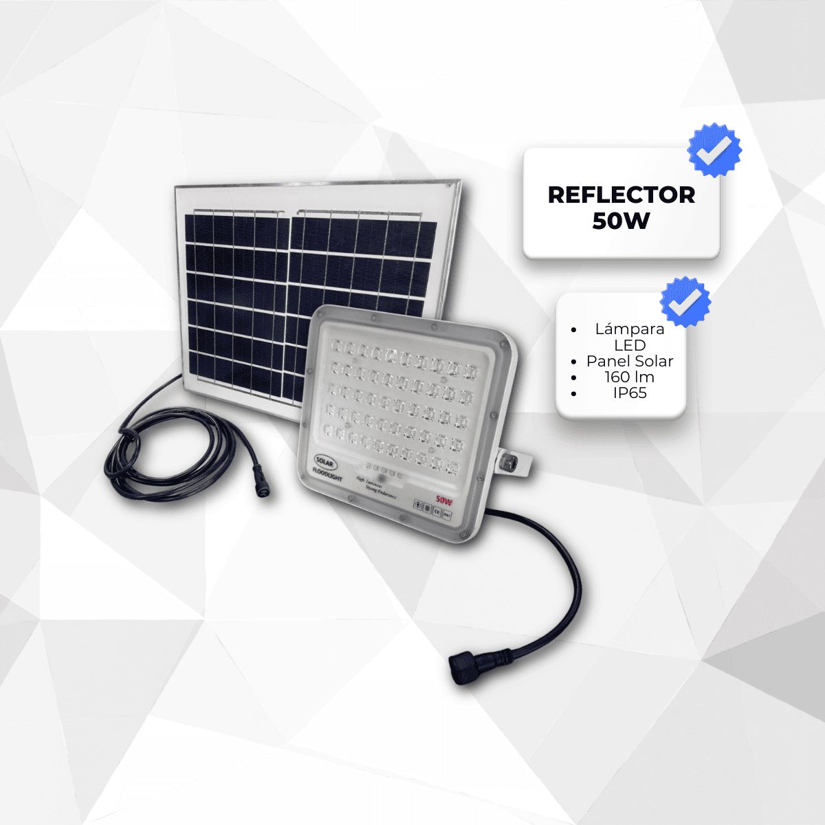 GENERICO - REFLECTOR SOLAR 50W CONTROL REMOTO INTELIGENTE