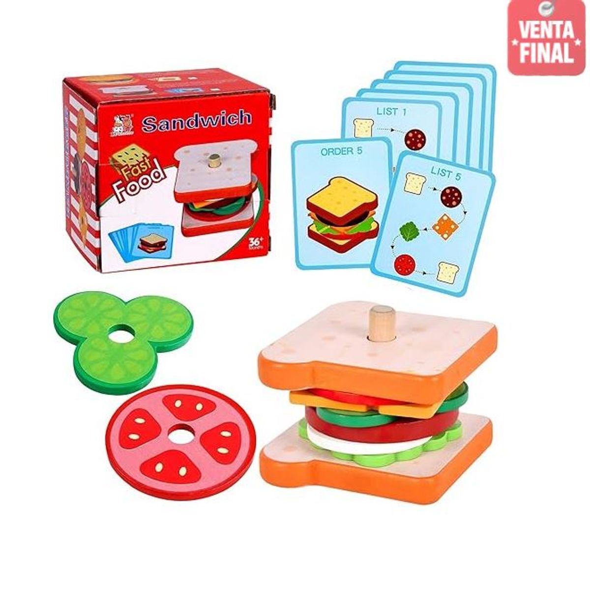 GENERICO - Juego de Sandwich Apilable de Madera Estimulación