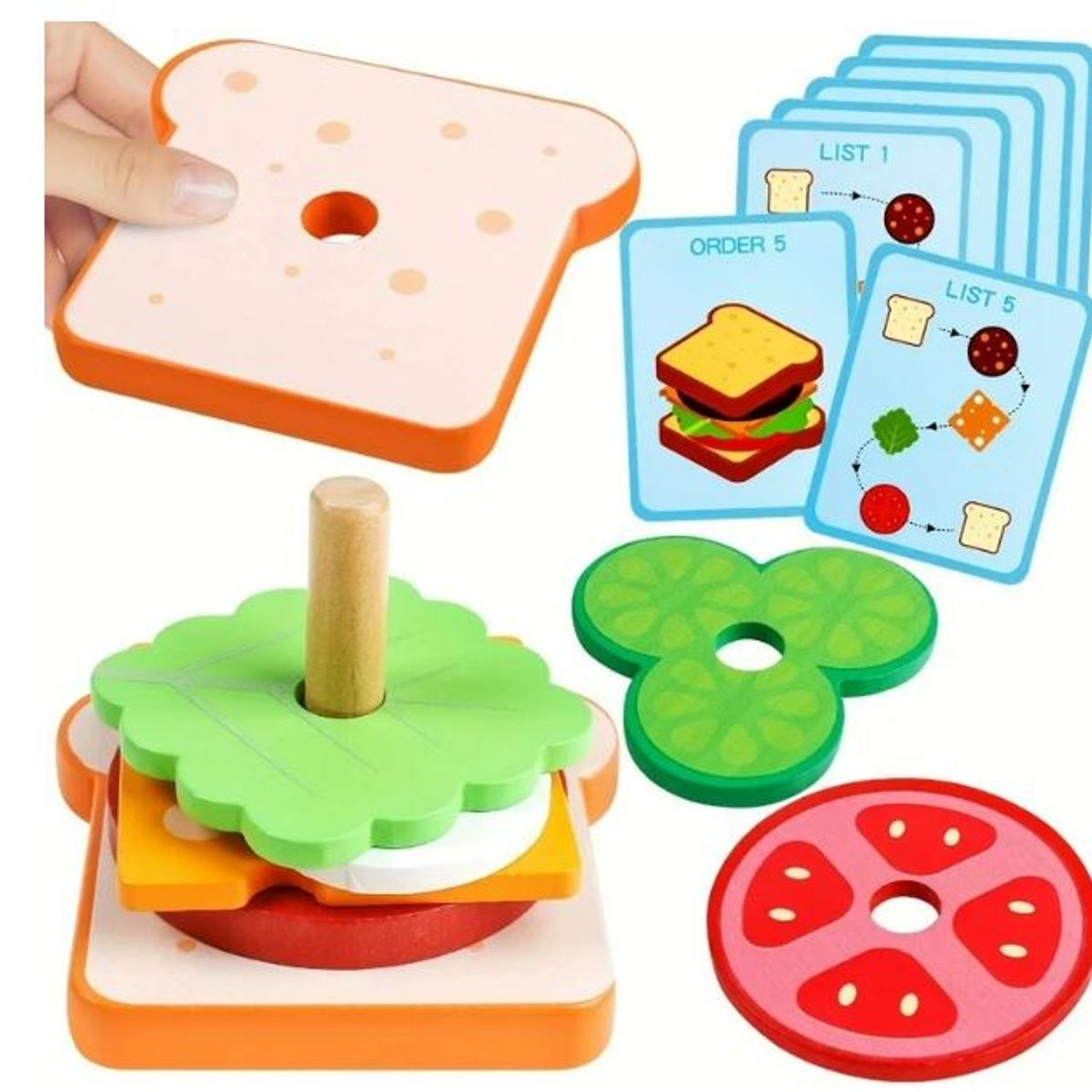 GENERICO - Juego de Sandwich Apilable de Madera Estimulación
