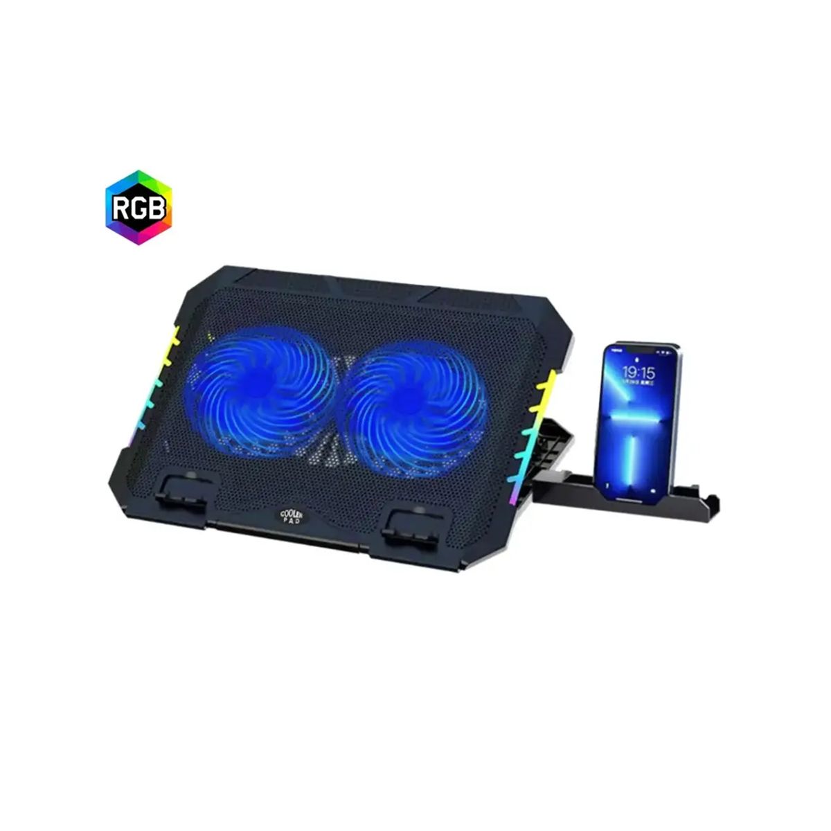 GENERICO - LAPTOP VENTILADOR RGB S900 PARA LAPTOP CON SOPORTE AJUSTABLE Y POSACELULAR