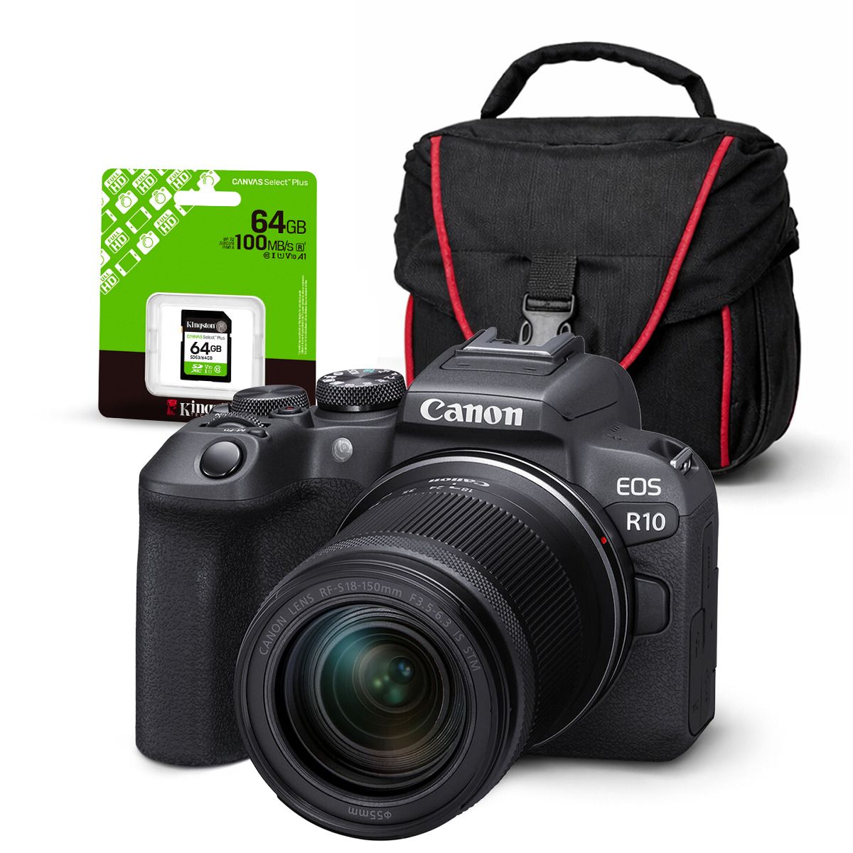 CANON - Cámara Mirrorless EOS R10 + Lente RF-S 18-150MM IS STM + Kit Básico